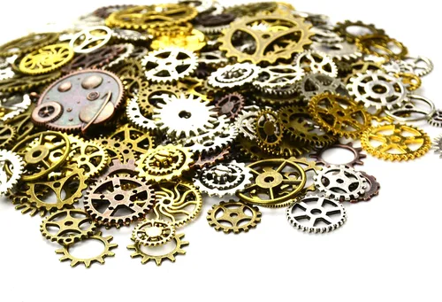 Miniatura 2 de Aokbean 150 piezas de metal, bronce, vintage, variadas, para hacer joyería. Gargantillas, relojes, ruedas mixto
