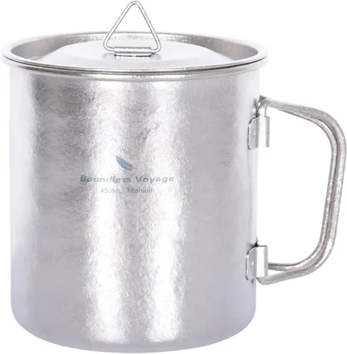 Miniatura 7 de Boundless Voyage Titanio Cup 15.2 fl oz/15oz Camping Tazas & Tazas con Tapa Ultraligero Beber Taza para Exterior, Hinking, Jardín Ti3055D
