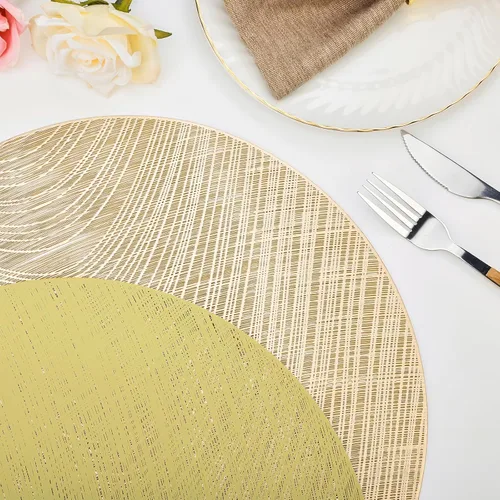 Miniatura 8 de U'Artlines Manteles individuales metálicos huecos de vinilo antideslizante con aislamiento térmico para mesa de cocina (21102 dorado, 6 unidades)