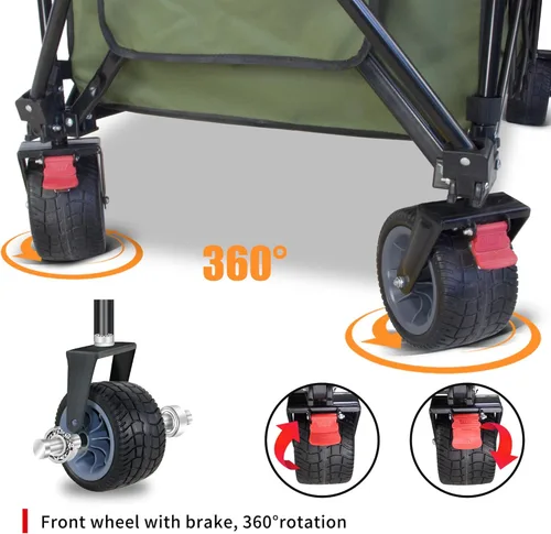Miniatura 4 de TMZ Carro plegable de 445L extra grande para exteriores, carritos de servicio pesado plegables con ruedas grandes todo terreno, toldo y frenos