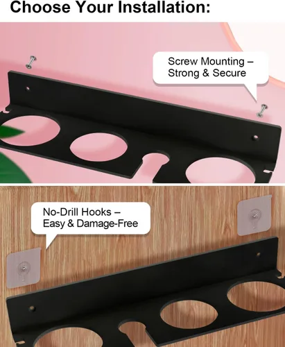 Miniatura 4 de Organizador de herramientas para el cabello, soporte para secador de pelo con copas de acero a prueba de calor, organizador de tocador acrílico