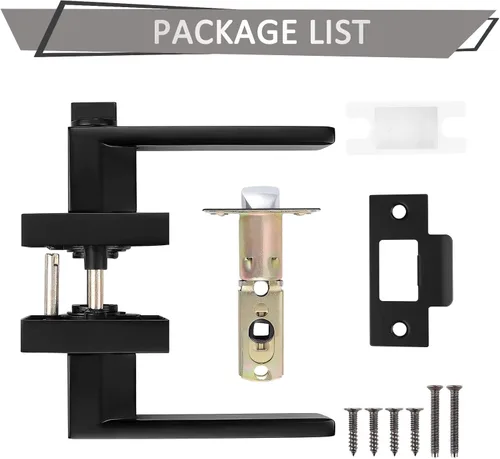 Miniatura 7 de Probrico - Juego de 10 manijas de puerta de privacidad, manijas de puerta de color negro mate resistentes, sin llave, juego de perillas de puerta
