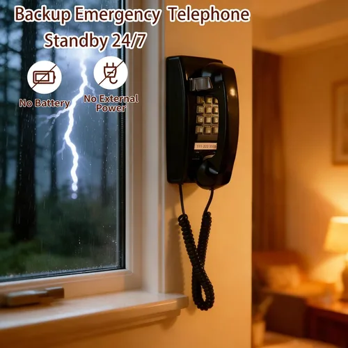 Miniatura 7 de Timbre de teléfono retro de pared para encendido/apagado, diseño clásico del teléfono 2544, teléfono vintage montado en la pared con base de metal