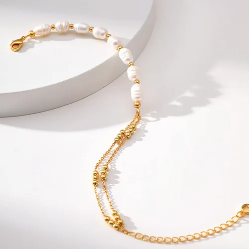 Miniatura 75 de Delicadas pulseras de oro para mujer, chapado en oro 18, ajustable, mal de ojo, mariposa, cuentas, perla, corazón, turquesa, hecha a mano para mujer