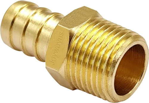 Miniatura 2 de Joywayus Acoplamiento de tubería PEX de latón, adaptador de montaje de tubería macho NPT de 1/2" PEX x 3/8" (paquete de 5)