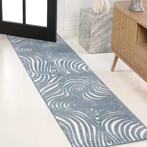 Miniatura 21 de Eyely NCS103F-28 Maribo High-Low Abstract Groovy Striped Black/White - Alfombra de pasillo de 2 x 8 pies, negro/blanco, 2 pies x 8 pies