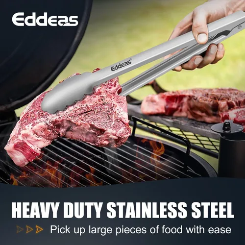 Miniatura 6 de Eddeas 2 piezas pinzas de cocina de 12 pulgadas - Pinzas resistentes al calor de 600 grados para cocinar, pinzas de metal resistente para alimentos