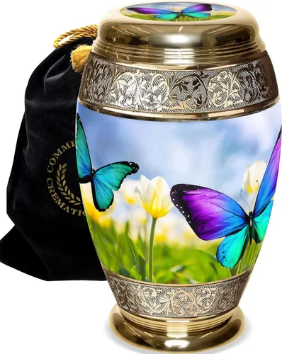 Urna de cremación de mariposa salvaje para cenizas para mujeres, urnas de cremación bellamente hechas a mano y personalizadas para cenizas humanas,