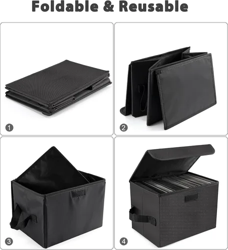 Miniatura 4 de Caja de almacenamiento de discos de vinilo UENTIP - Caja LP de 7 pulgadas, capacidad para 60 discos - Paquete de 1 - 11x7.67x7.67 pulgadas - Negro