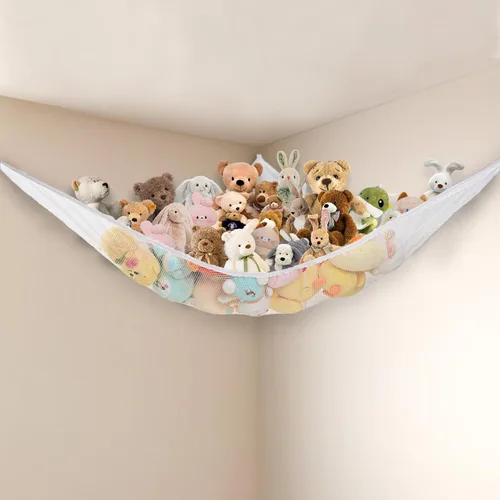 Miniatura 8 de Hamaca de red de animales de peluche, organizador grande de almacenamiento de juguetes, hamaca de almacenamiento para niños, guardería, dormitorio