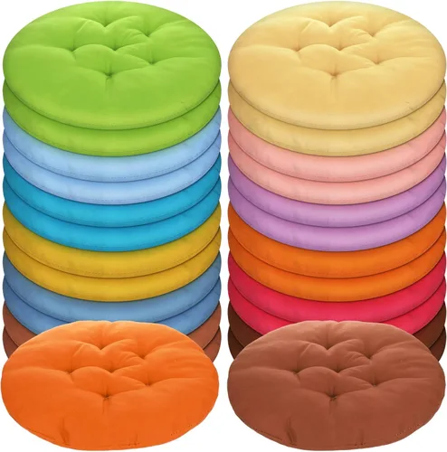 Tinideya - 24 cojines redondos de suelo de 15.7 pulgadas para meditación, asientos flexibles para adultos y niños, cojines de silla de 12 colores