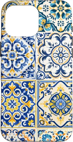 Miniatura 18 de iPhone 13 Patrón de azulejos mediterráneos sicilianos con estuche estético Maiólica