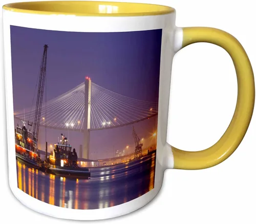Miniatura 12 de 3dRose Taza de café, tamaño – 15 oz – Georgia, Talmadge Bridge, remolcadores, Savannah River – US11 JWL0430 – Joanne Wells Georgia – divertido