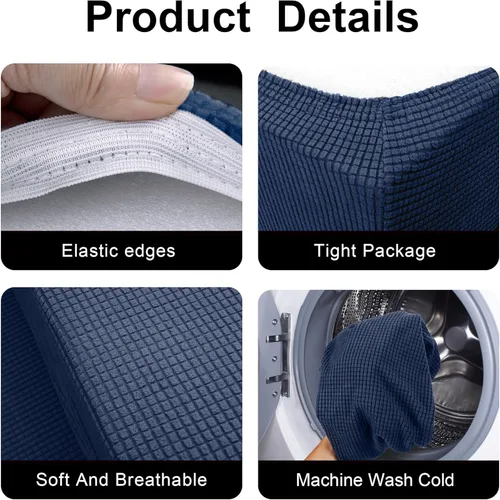 Miniatura 3 de Tlswshsy Cojines de comedor para autocaravana, fundas elásticas para asiento de sofá, protector de muebles de sofá biplaza lavable para Azul