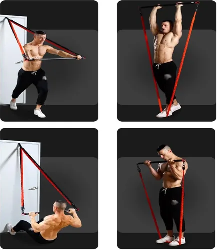 Miniatura 5 de Barra de banda de resistencia para fitness, barra de entrenamiento de pilates de acero portátil para ejercicio, barra de 3 piezas para bandas