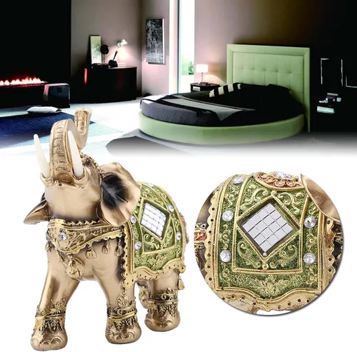 Miniatura 8 de Hilitand Estatua de elefante, estatua de elefante verde Feng Shui, escultura de riqueza, regalo para el hogar, oficina, hotel o cafetería