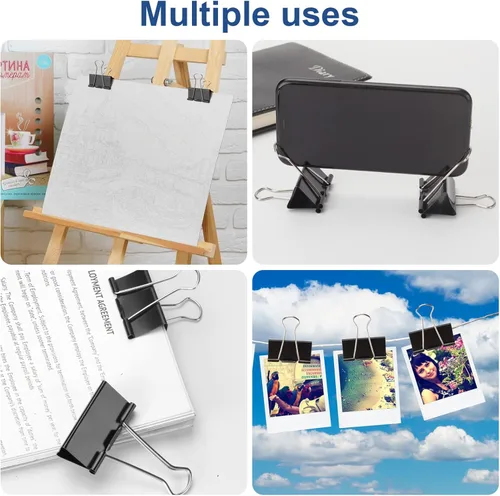 Miniatura 5 de 48 paquetes de clips para carpetas extra grandes de 2 pulgadas, clip de papel grande, clip jumbo a granel, abrazadera para papeleo grande y Negro