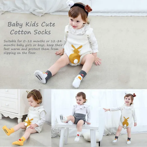 Miniatura 2 de Calcetines de bebé con agarre antideslizantes para niñas y niños pequeños, calcetines de algodón para tobillo