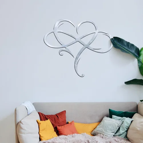 Miniatura 12 de MayLove-US Decoración de pared de metal con corazón infinito, decoración única de pared de corazón infinito, placa de letrero de amor, arte Blanco