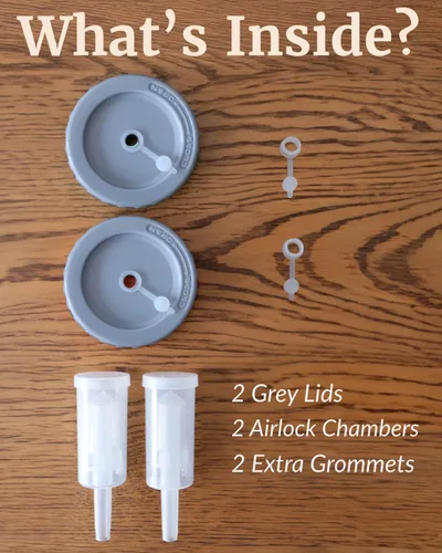 Miniatura 6 de Elementi Tapas de fermentación para tarros de masón, tapas de fermentación fáciles de usar para frascos Mason de boca ancha, haz un delicioso Gris