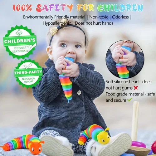 Miniatura 2 de Cevioce Juguete de Babosa para Ansiedad, Juguetes Sensoriales para Niños y Adultos, 3 Piezas de Juguetes Sensoriales para Autismo para Niños