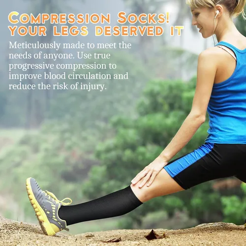 Miniatura 2 de Calcetines de compresión para mujeres y hombres 15-20 mmHg, mejores para uso médico, enfermería, para correr, atletismo, varices, viajes