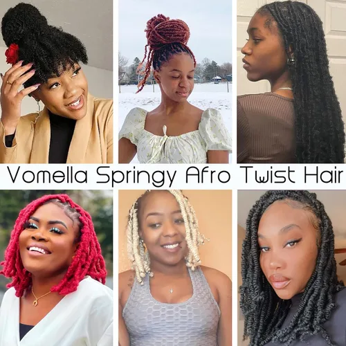Miniatura 7 de Cabello Rizado Afro Elástico 8 Paquetes Cabello Trenzado Marley Twist Cabello Spring Twist Pre-Separado para Locs Falsos Cabello de Ganchillo Kinky