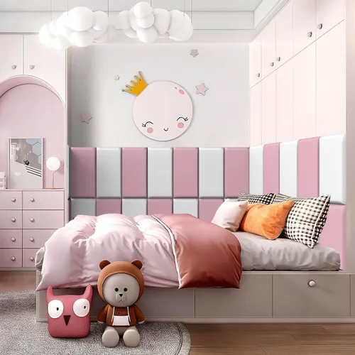 Miniatura 15 de Acolchado de pared para niños, paneles de pared tapizados para cabecera, despegar y pegar, almohadilla de protección de pared para tatami