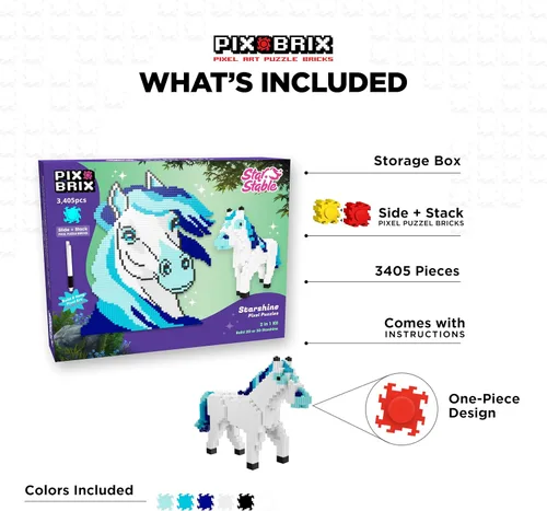 Miniatura 2 de Pix Brix Bloques de Puzzle de Arte Pixel - Star Stable’s Starshine, 3,405 Piezas - Bloques de Construcción Interconectados, Pixela Tu Caballo