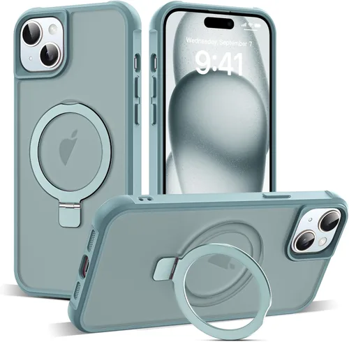 Miniatura 88 de SKYLMW – Funda compatible con iPhone 12 Pro Max y iPhone 13 Pro Max con soporte magnético invisible tipo anillo, fundas translúcidas para teléfonos