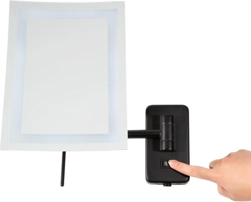 Miniatura 8 de JERDON Espejo de maquillaje rectangular para montaje en pared con aumento 5X, espejo de maquillaje de alambre directo con luces LED, negro mate