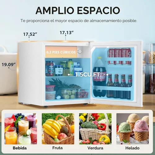 Miniatura 6 de Antarctic Star 1.7 pies cúbicos refrigerador compacto con congelador, termostato ajustable, estante de vidrio extraíble, mini refrigerador de una