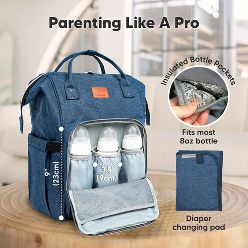 Miniatura 4 de Mochila para Pañales de KeaBabies - Gran Mochila para Bebés, para Niños y Niñas, Mochila de Pañales Impermeable de Gran Capacidad con Funciones Azul