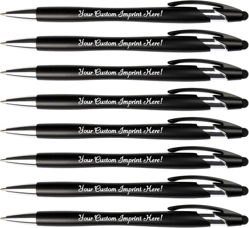 Miniatura 10 de ExpressDesigns™ - Bolígrafo Beemer con punta de lápiz capacitivo, tinta de escritura negra personalizada impresa con nombre o mensaje, 14