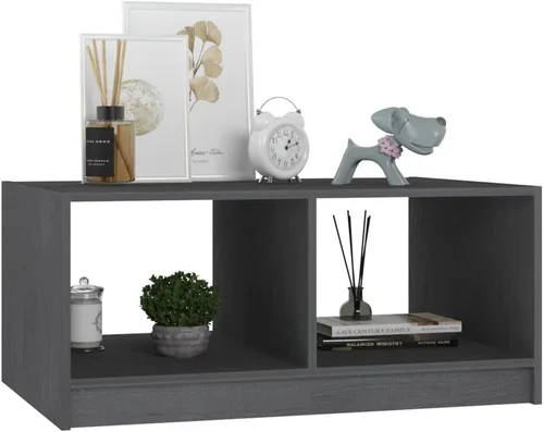 Miniatura 5 de Rectangular Pinewood Coffee Table, Matte Grey Finish, Living Room Furniture, Small Coffee Table with Storage Shelf