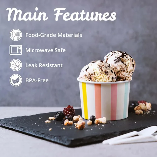 Miniatura 6 de MATICAN Tazas de papel para helado, 50 unidades de 5.5 onzas, cuencos desechables para postres para alimentos calientes o fríos, suministros