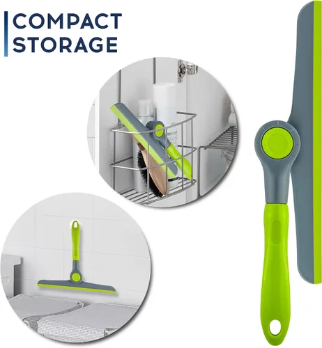 Miniatura 3 de DSV Standard Escobilla de limpieza de ventanas resistente verde y gris de 10 pulgadas, escobilla de mano para puertas de vidrio, ventanas