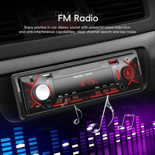 Miniatura 4 de Estéreo de coche de un solo DIN con Bluetooth 5.0 manos libres Llamadas Digital Receptor estéreo para coche Radio FM Reproductor MP3 Sistema