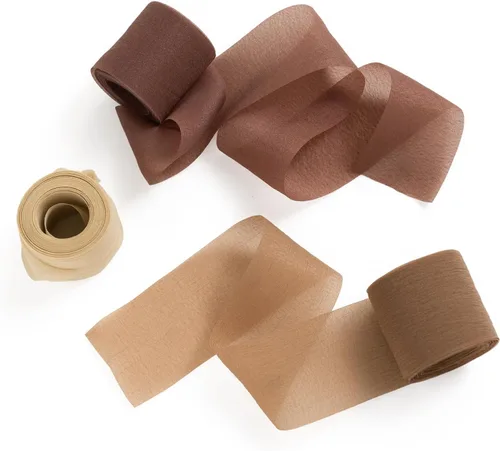Miniatura 7 de Ling's moment Cinta de satén de seda, 6.7 yardas (blanco/beige) para envolver regalos, bodas, ramos florales, decoración de fiestas, cintas Wht-Beige