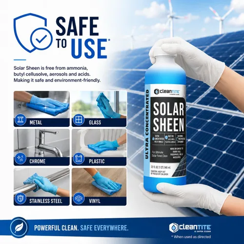 Miniatura 7 de Limpiador de paneles solares de 32 onzas (hace 4.52 oz) – Solución de limpieza súper concentrada para vidrio, metal, madera y plástico – Elimina