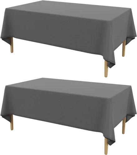 Miniatura 32 de AUSSPVOCT 2 manteles de lino texturizado para mesa rectangular, 52 x 70 pulgadas, mantel rectangular impermeable, lavable, tela para mesa