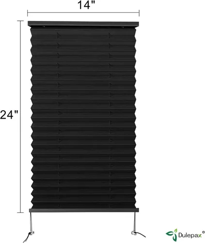 Miniatura 2 de Dulepax Persianas plisadas, 14 pulgadas de ancho x 24 pulgadas de largo, color negro, para caravana, remolques de viaje, ventana de autocaravana