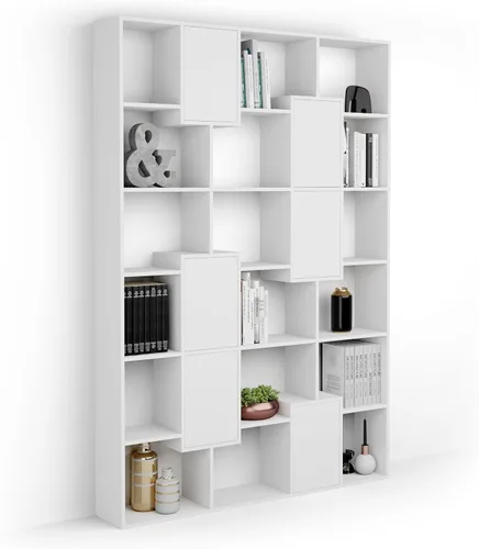 Miniatura 71 de Mobili Fiver, Iacopo XS Estantería con puertas de panel (63.31 x 31.5 pulgadas), color negro Ashwood, Made in Italy