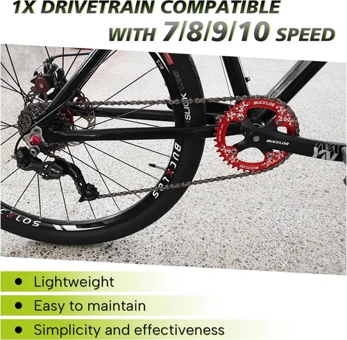 Miniatura 3 de BUCKLOS MTB Juego de Bielas de Bicicleta de Montaña de Una Sola Velocidad con Taper Cuadrado - 170mm Juego de Bielas con 104BCD 32/34/36/38/40/42T
