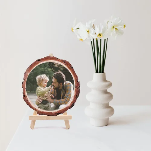 Miniatura 5 de Marco de fotos personalizado, impresión de fotos personalizada en rodajas de madera, artesanía de madera con soporte, regalos de fotos