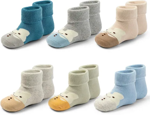 Miniatura 8 de Calcetines cálidos antideslizantes para bebés y niños, calcetines de invierno gruesos con agarres para bebés y niñas, calcetines antideslizantes