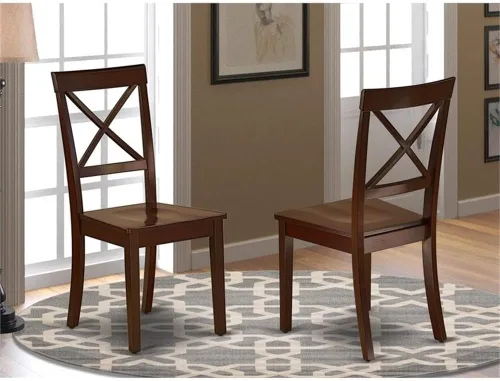 Miniatura 2 de East West Furniture BOC-MAH-W Boston - Sillas de comedor con respaldo cruzado de madera, juego de 2, caoba