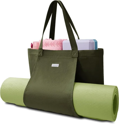 Miniatura 5 de Bolsas de yoga Cwokarb para mujeres con bolsas para esteras de yoga, tote de lona para pilates, bandolera para el hombro, para viajes, oficina