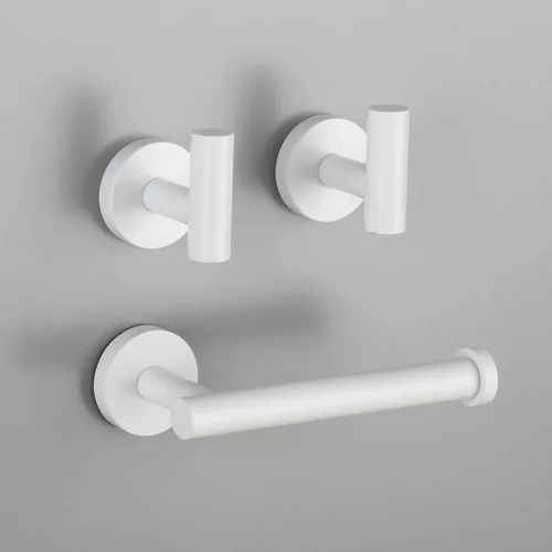 Miniatura 10 de GERZWY Moderno juego de accesorios de baño de 3 piezas, soporte para papel higiénico y 2 ganchos para toallas, montaje en pared, acero inoxidable