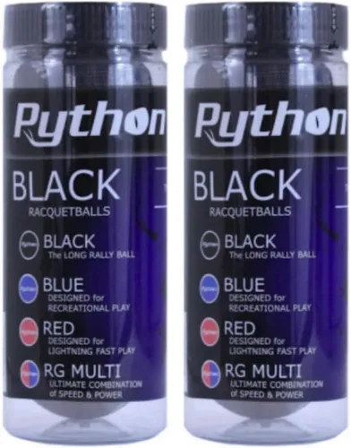 Miniatura 3 de Python 3 Ball Can Black Racquetballs (¡Bola larga de rally!)
